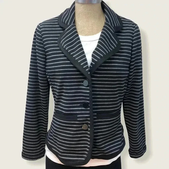 5/$20 Sandro STUDIO knit striped blazer jacket‎ pm - Picture 1 of 6